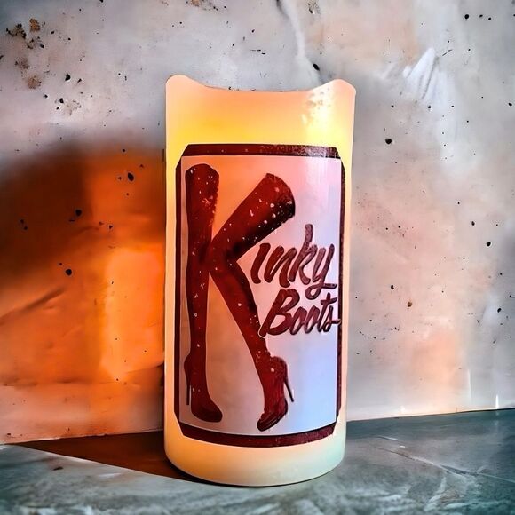NWOT. Broadway Kinky Boots Flameless Battery Operated Candle with Timer. - Picture 1 of 5